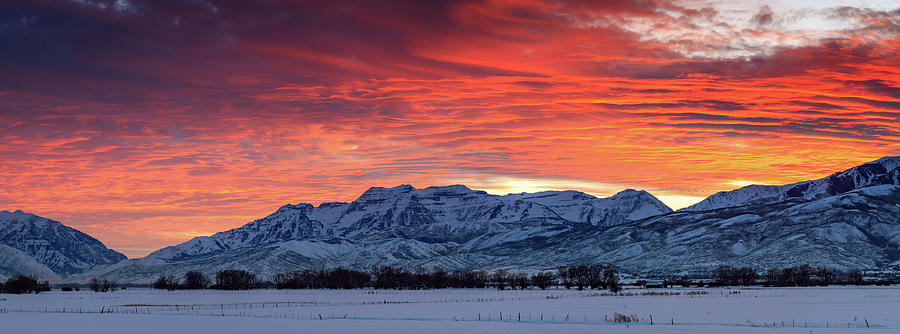 Winter Photograph - Heber Valley panoramic winter sunset. by Wasatch Light