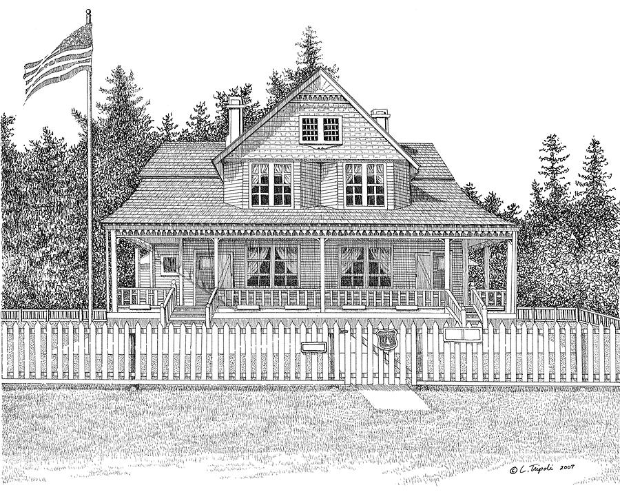 Heceta Head Bed and Breakfast Drawing by Lawrence Tripoli
