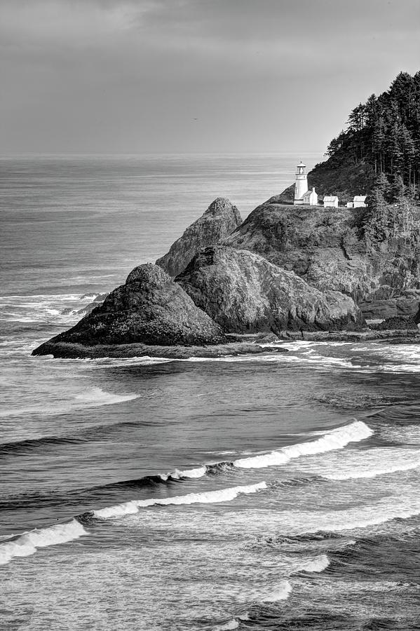 Heceta Head Light in Black and White Photograph by Harold Rau