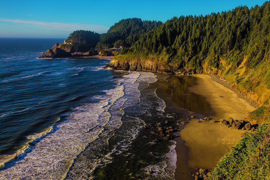 Heceta Head Lighthouse And Beaches Photograph by Garry Gay