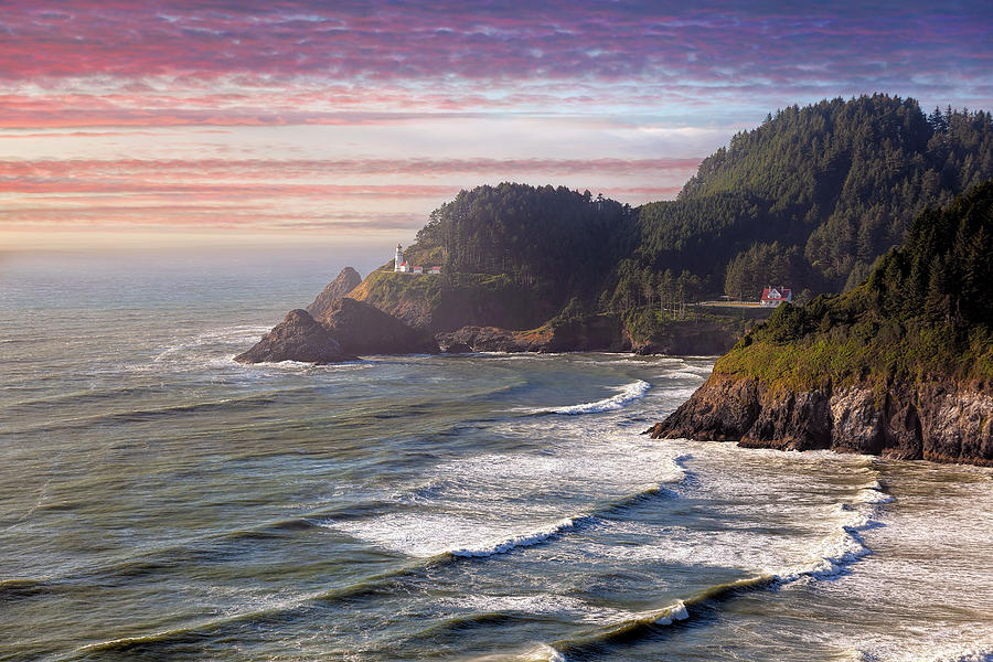 Sunset Photograph - Heceta Head Lighthouse at Sunset by Jit Lim