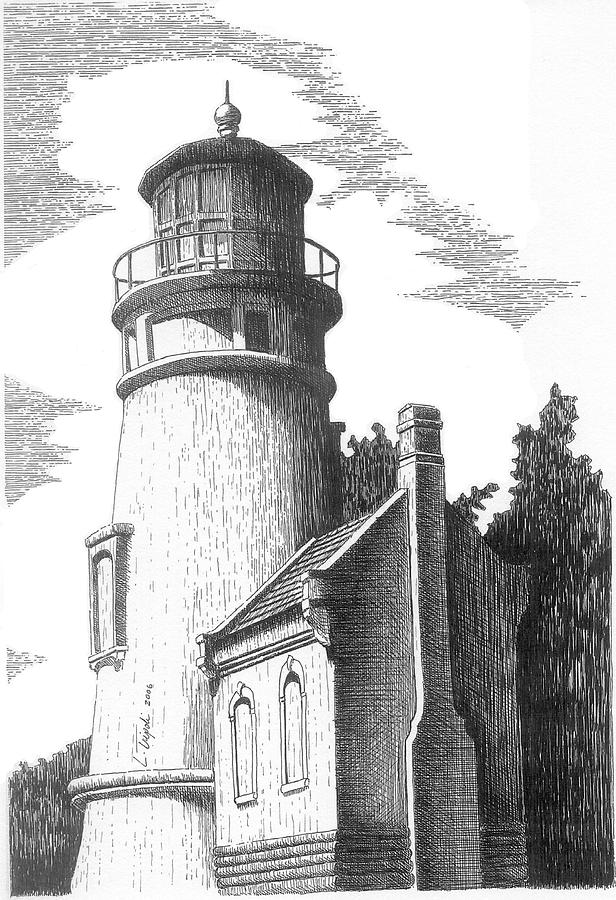 Heceta Head Lighthouse Drawing by Lawrence Tripoli
