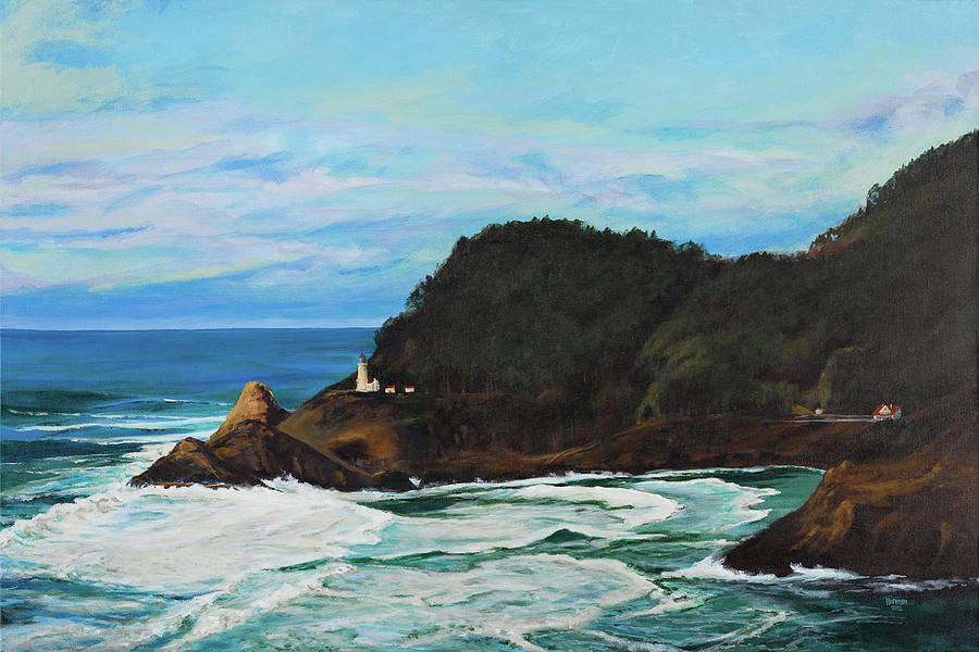 Heceta Head Lighthouse Painting by Les Herman
