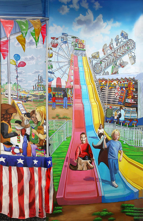 Hecksher Park Fair Painting by Bonnie Siracusa