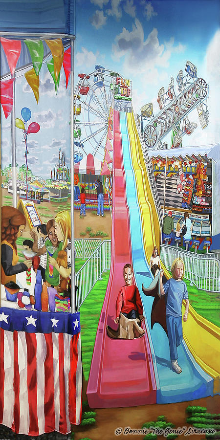 Hecksher Park Fair towel version Painting by Bonnie Siracusa