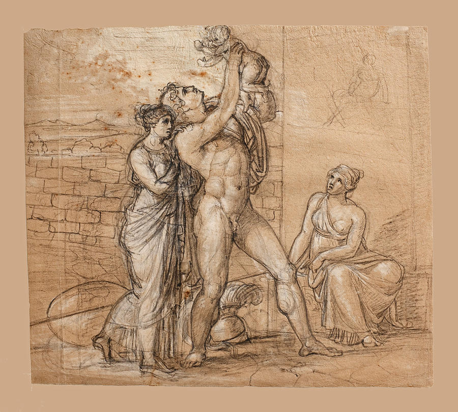 Hectors farewell to Andromache and Astyanax Drawing by Bertel Thorvaldsen
