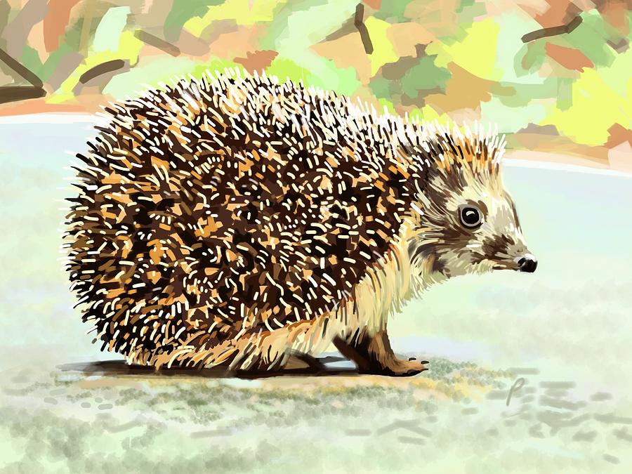 Wildlife Digital Art - Hedgehog Day by Plum Ovelgonne
