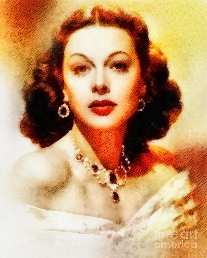 Hedy Lamarr, Vintage Hollywood Actress Painting by Esoterica Art Agency ...