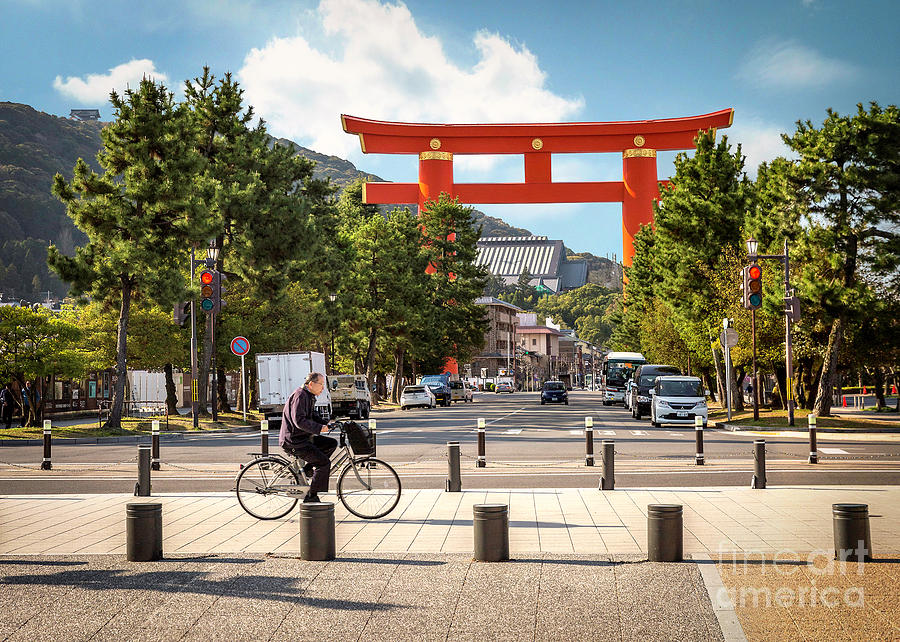 Heian Jingu Shrines Torii Gate Kyoto Photograph by Karen Jorstad