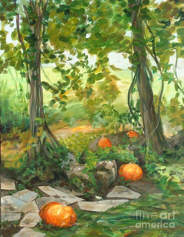 Heidis Pumpkins Painting by Claire Gagnon