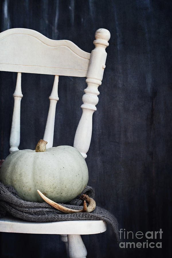 Heirloom Pumpkin and Old Country Chair Photograph by Stephanie Frey