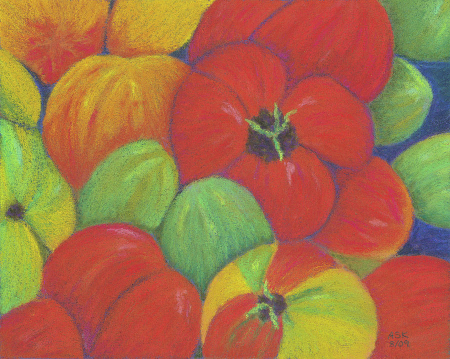 Heirloom Tomatoes Pastel by Anne Katzeff