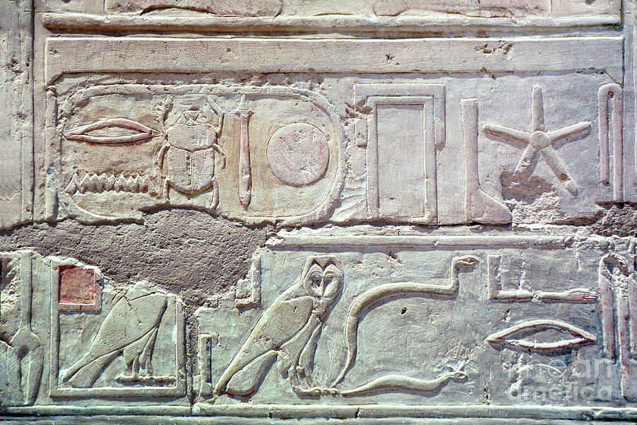 Heiroglyphs at the Temple of Queen Hatshepsut Photograph by Wernher Krutein