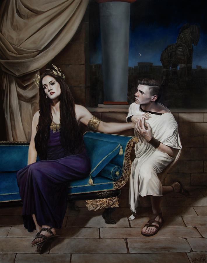 Greek Painting Painting - Helen And Paris by Eric Armusik Greek Painting Painting - Helen And Paris by Eric Armusik