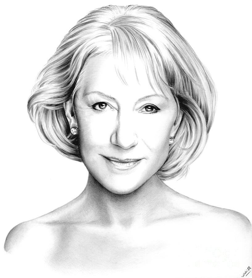 Helen Mirren Portrait Drawing By Wu Wei