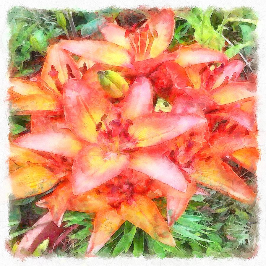Helens Lilies Watercolor  Painting by Taiche Acrylic Art