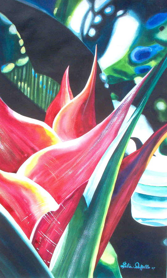 Heliconia Painting by Lelia DeMello
