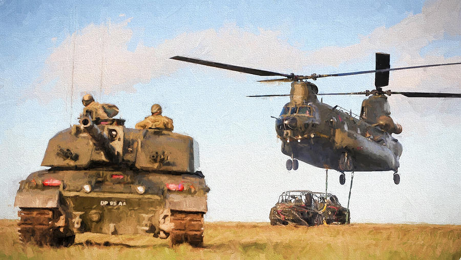 helicopter and tank