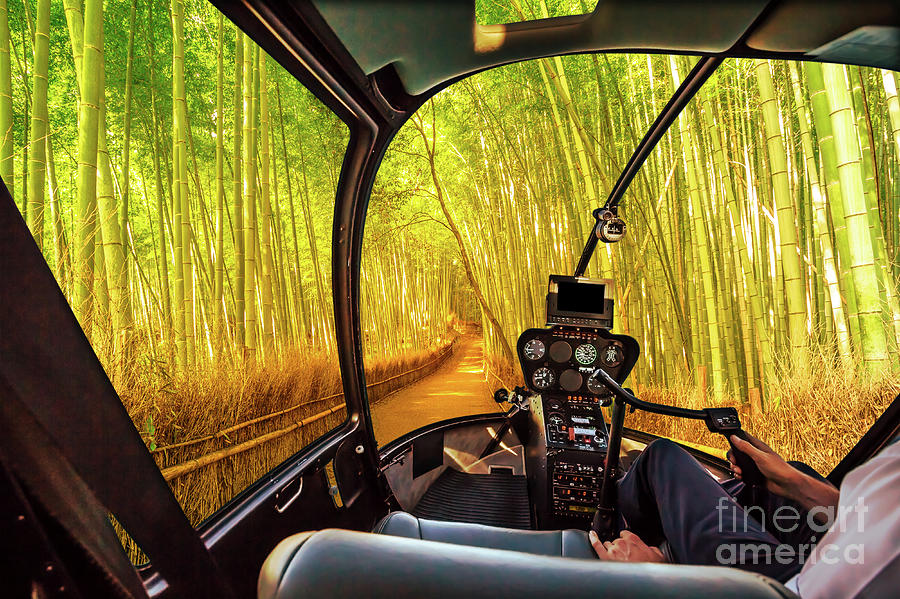Helicopter in Arashiyama Bamboo grove Photograph by Benny Marty