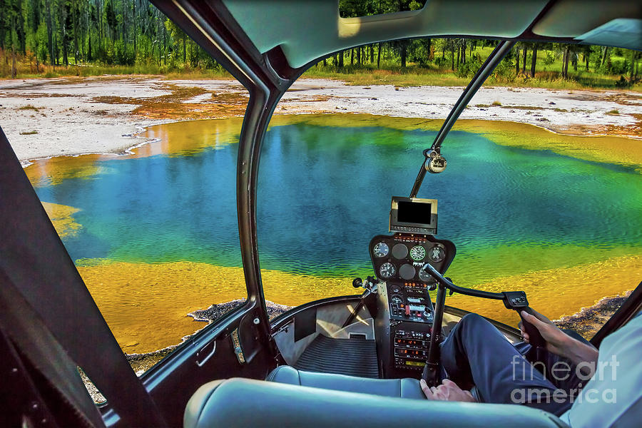 Helicopter in Yellowstone Photograph by Benny Marty
