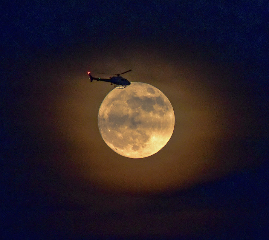 Helicopter Moon and Clouds I Photograph by Linda Brody