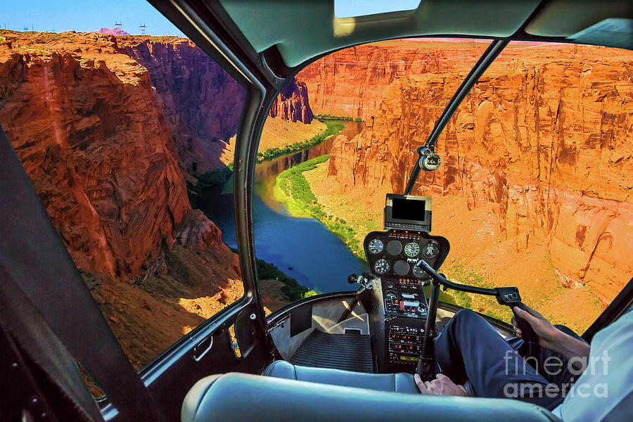 Helicopter on Grand Canyon Photograph by Benny Marty