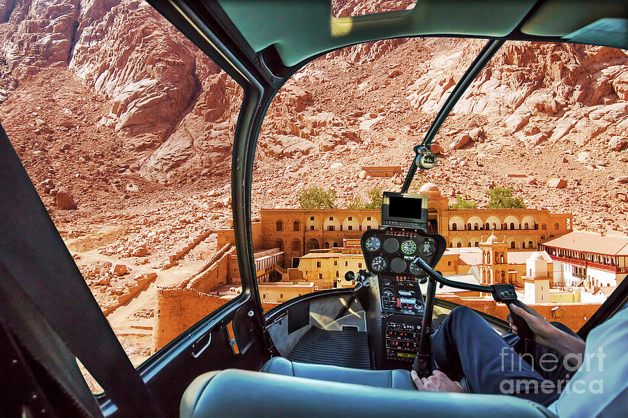 Helicopter on Monastery of St Catherine Photograph by Benny Marty