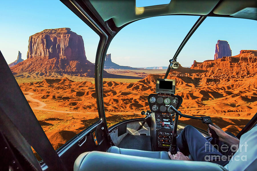 Helicopter on Monument Valley Photograph by Benny Marty