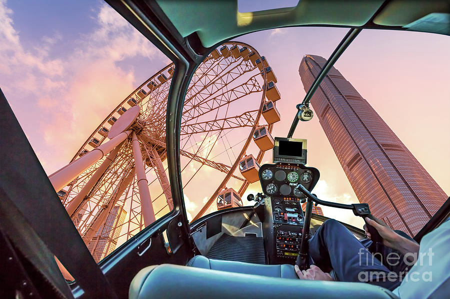 Helicopter on Observation Wheel Photograph by Benny Marty