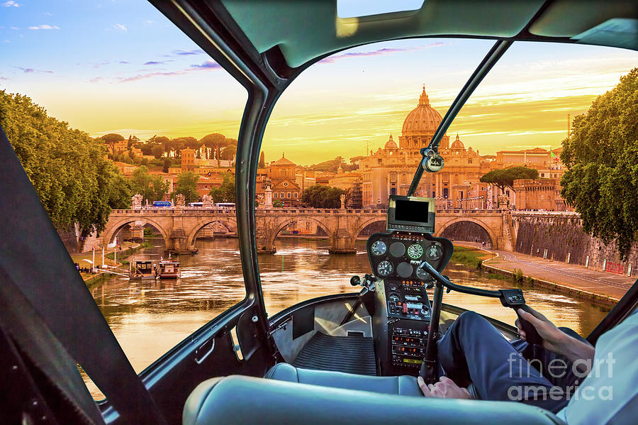 Helicopter on Rome Photograph by Benny Marty