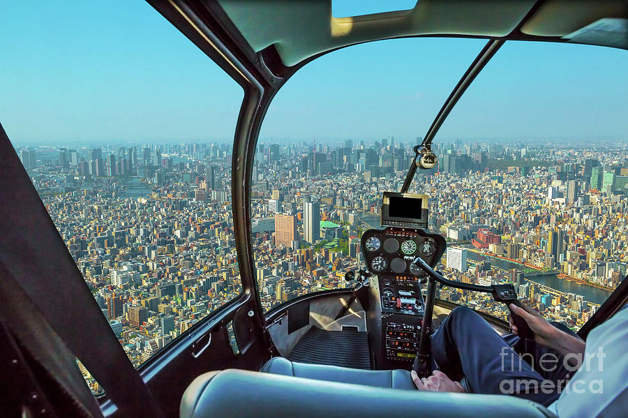 Helicopter on Tokyo Photograph by Benny Marty