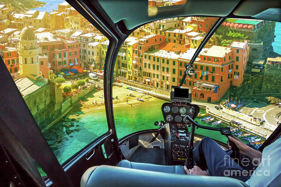 Helicopter on Vernazza Photograph by Benny Marty