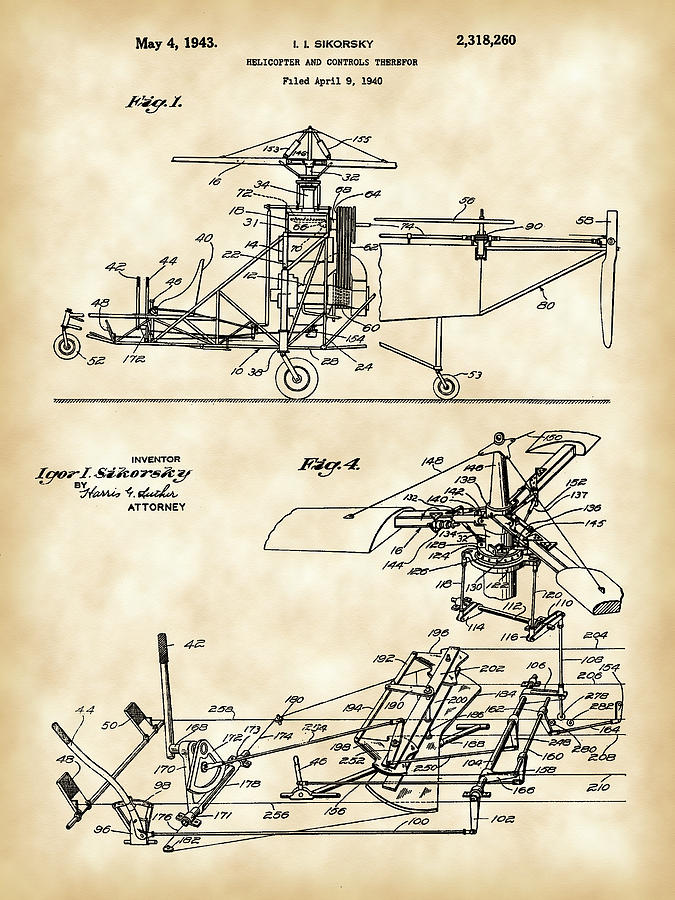 Helicopter Patent 1940 - Vintage Digital Art by Stephen Younts