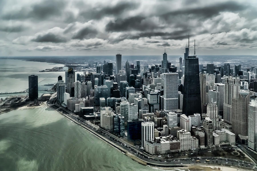 Helicopter view of Chicagos loop Photograph by Sven Brogren