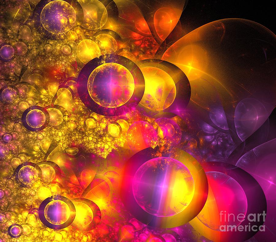 Abstract Digital Art - Helios Bubbles by Kim Sy Ok