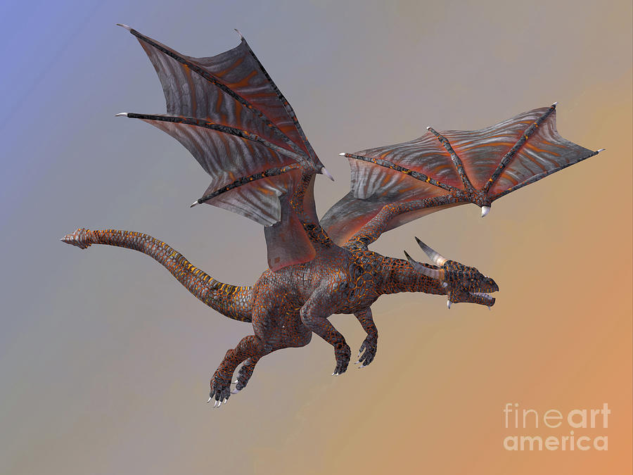 Hell Dragon Flying Painting by Corey Ford