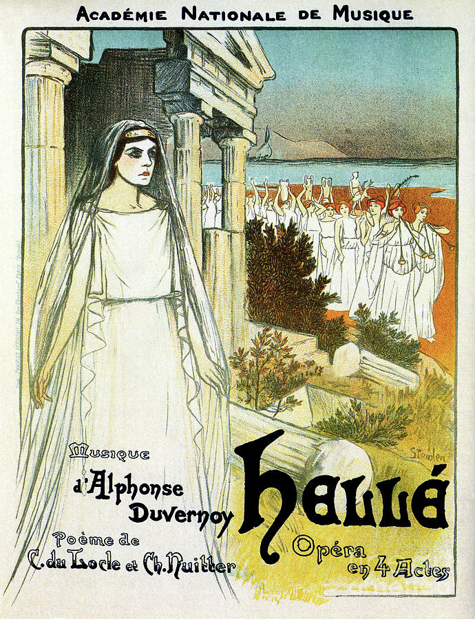 Helle French 1896 Opera ad Drawing by Heidi De Leeuw