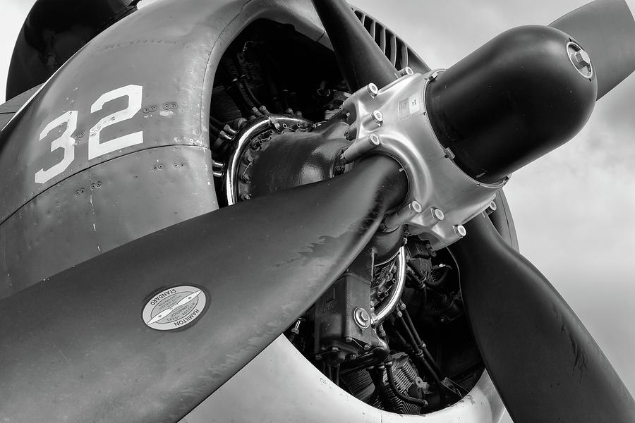 Helldiver Horsepower - Black and White - 2018 Christopher Buff, www.Aviationbuff.com Photograph by Chris Buff