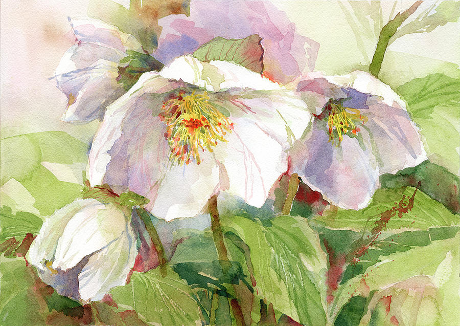 Hellebore Painting by Garden Gate
