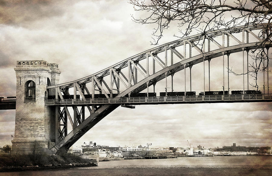 Hellgate Bridge in Sepia Photograph by Cate Franklyn