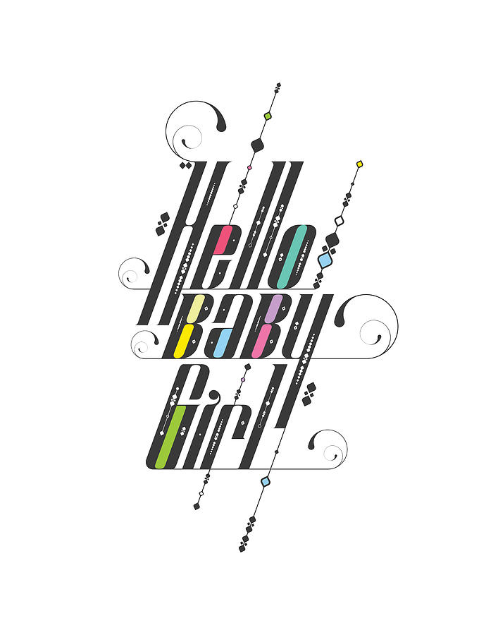 Typography Digital Art - Hello Baby Girl Greeting by BONB Creative