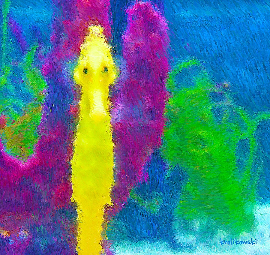 Seahorse Painting - Hello by Ken Krolikowski