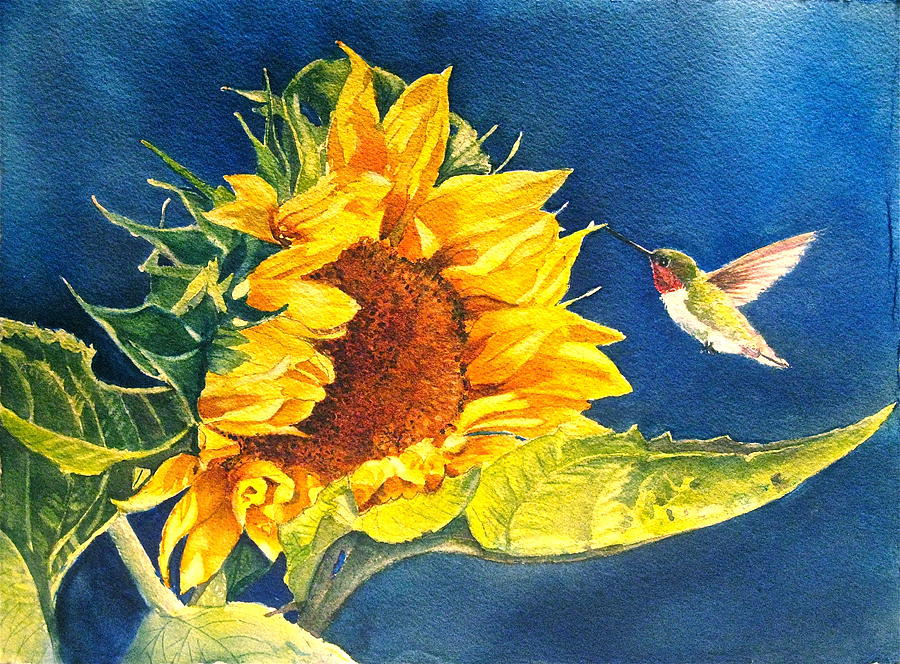 Sunflower Painting - Hello There by Patricia Pushaw
