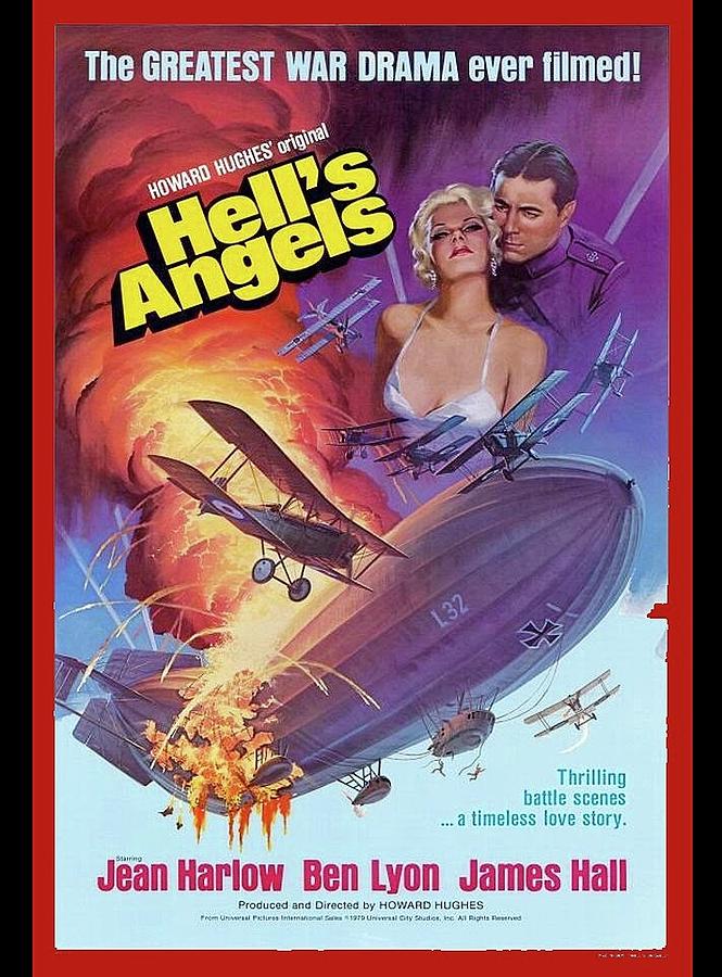 Hells Angels theatrical poster number one 1930 frame and color added 2015 Photograph by David Lee Guss