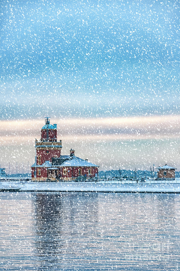 Helsingborg Lighthouse Winter Weather Photograph by Antony McAulay