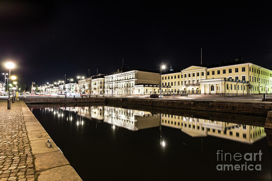 Helsinki reflection at night Photograph by Didier Marti