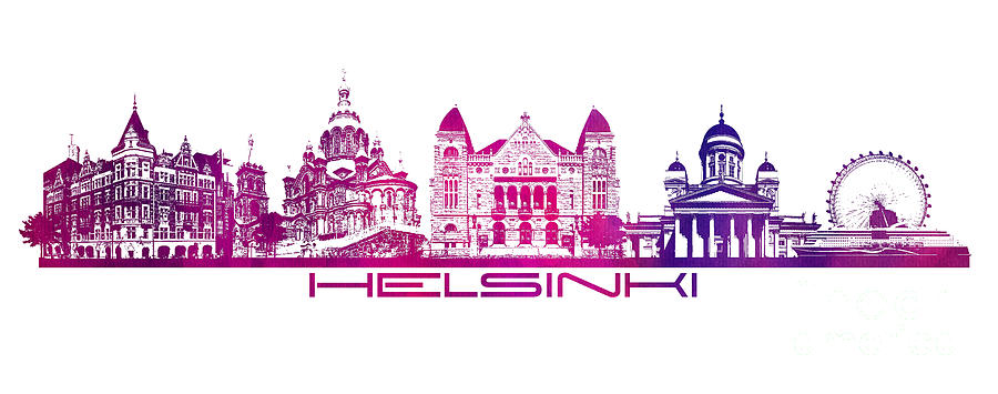 Helsinki skyline  Digital Art by Justyna Jaszke JBJart