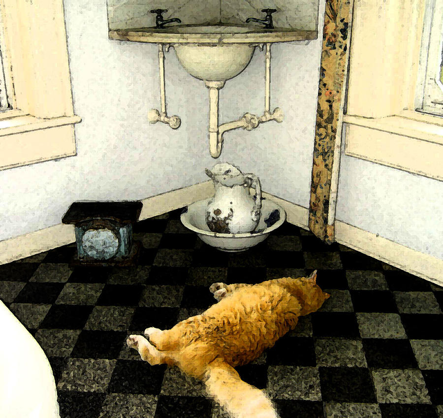 Hemingway Cat in a Bath Painting by Blima Efraim