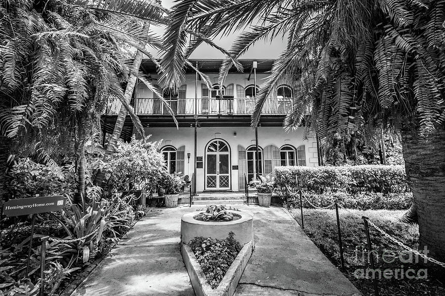 Hemingway House Entrance, Key West, Blk Wht Photograph by Liesl Walsh