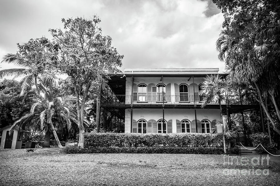 Hemingway House, Key West, Florida, Blk Wht Photograph by Liesl Walsh